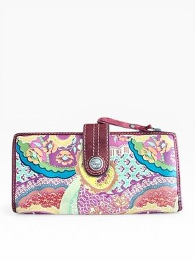 Vintage Fossil Leather Floral Patchwork Wallet